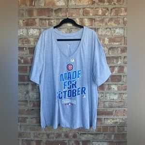 Majestic Chicago Cubs V-neck Short Sleeve Tee Shirt🖤